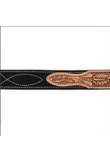 BELT AD BLACK SUEDE, TOOLED LEATHER