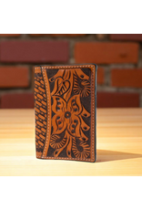 WALLET MENS MONEY CLIP BI FOLD FLORAL CARVING BSKT TOOLING