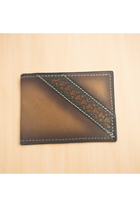 WALLET MENS LEATHER MONEY CLIP DIAGONAL TOOLED STRIP