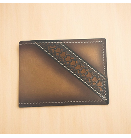 WALLET MENS LEATHER MONEY CLIP DIAGONAL TOOLED STRIP