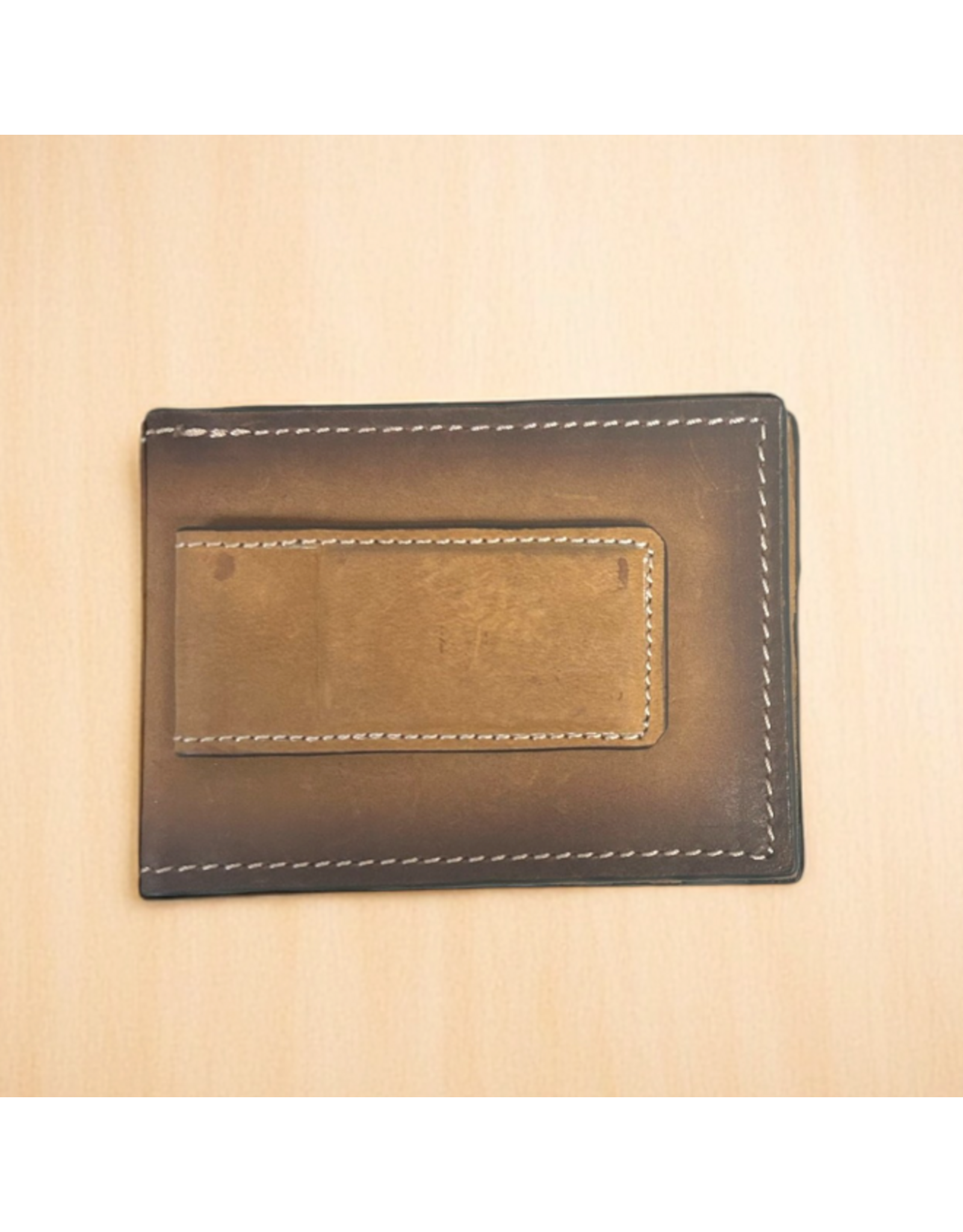 WALLET MENS LEATHER MONEY CLIP DIAGONAL TOOLED STRIP