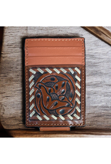 WALLET MENS TWISTED X LEATHER MONEY CLIP TOOLED LACE EDGING