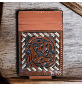 WALLET MENS TWISTED X LEATHER MONEY CLIP TOOLED LACE EDGING