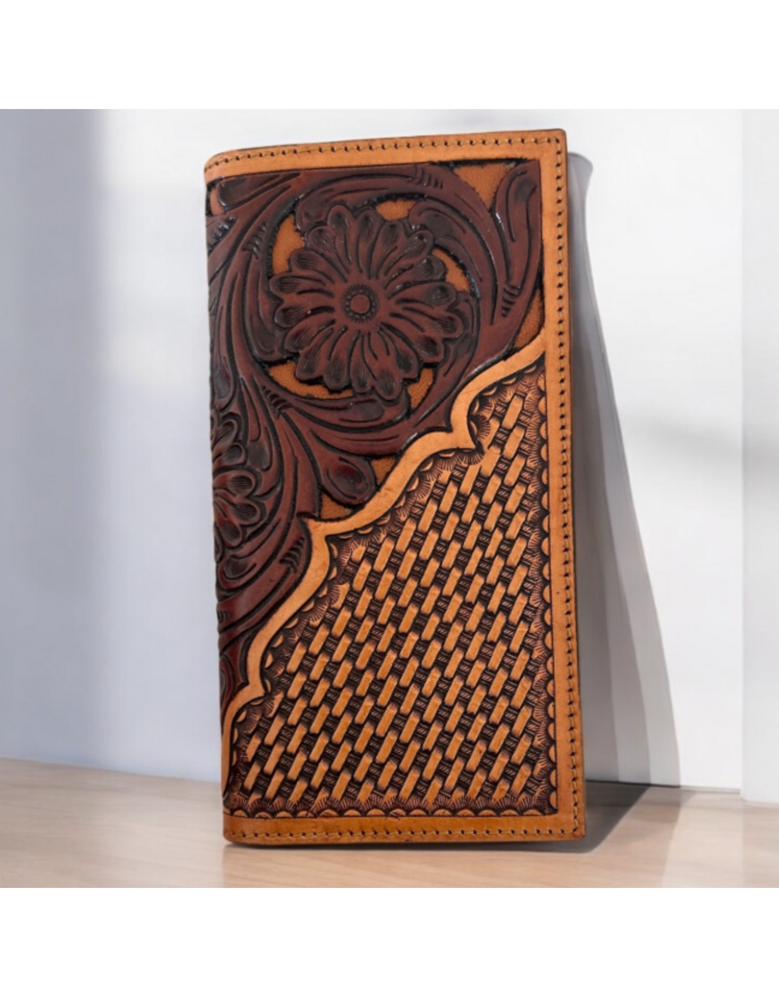 TWISTED X WALLET  MENS LEATHER RODEO WALLET BASKET WEAVE/ FLORAL