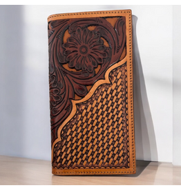 TWISTED X WALLET  MENS LEATHER RODEO WALLET BASKET WEAVE/ FLORAL