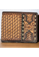 TWISTED X WALLET MENS LEATHER BASKET WEAVE,FLORAL CUTOUT, BIFOLD