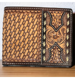 TWISTED X WALLET MENS LEATHER BASKET WEAVE,FLORAL CUTOUT, BIFOLD