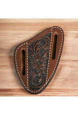 TWISTED X KNIFE SHEATH TWISTED X LEATHER CHESNUT FLORAL PANCAKE 4"