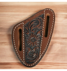TWISTED X KNIFE SHEATH TWISTED X LEATHER CHESNUT FLORAL PANCAKE 4"