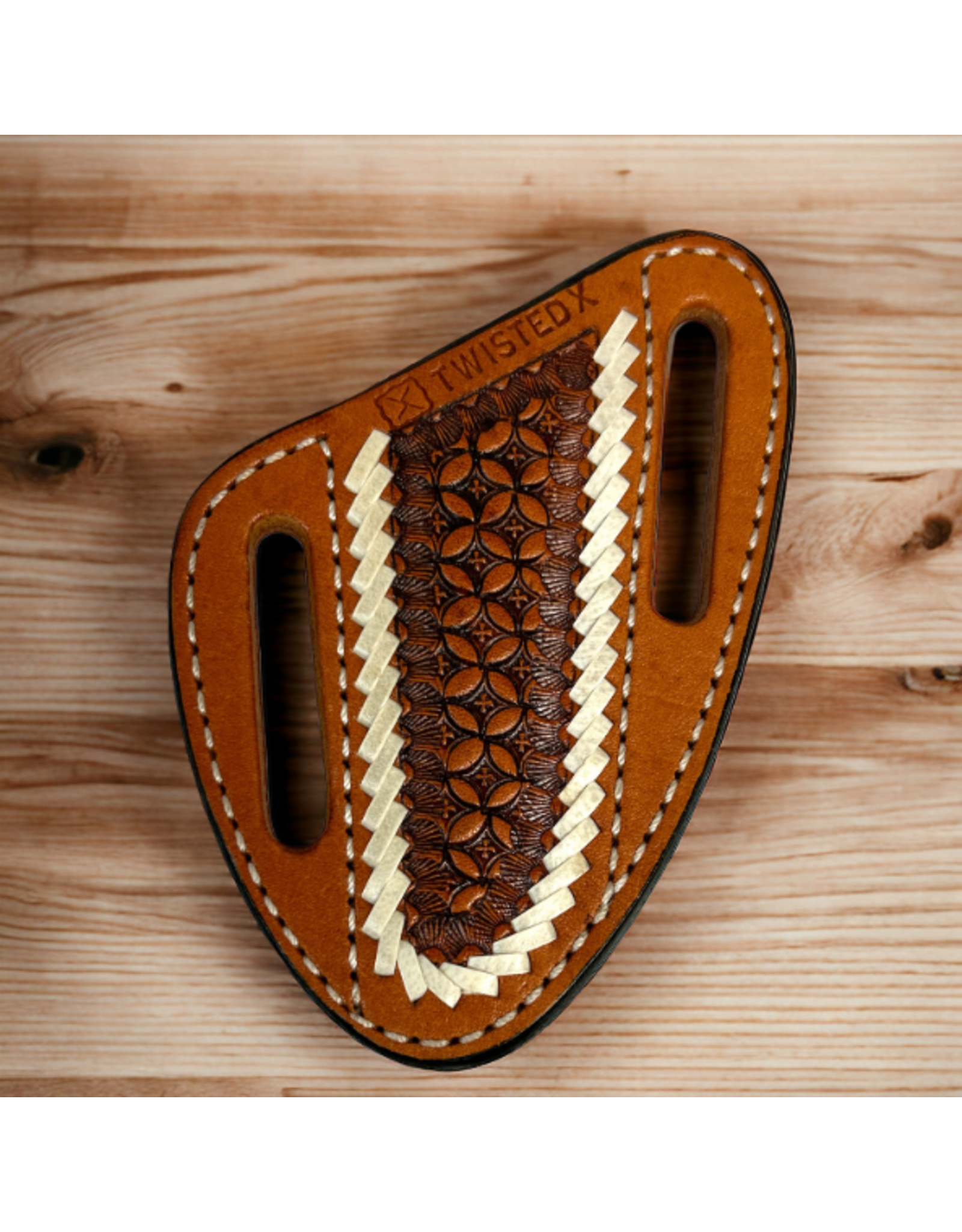 TWISTED X KNIFE SHEATH TWISTED X LEATHER NATURAL SNOWFLAKE WITH RH 4"