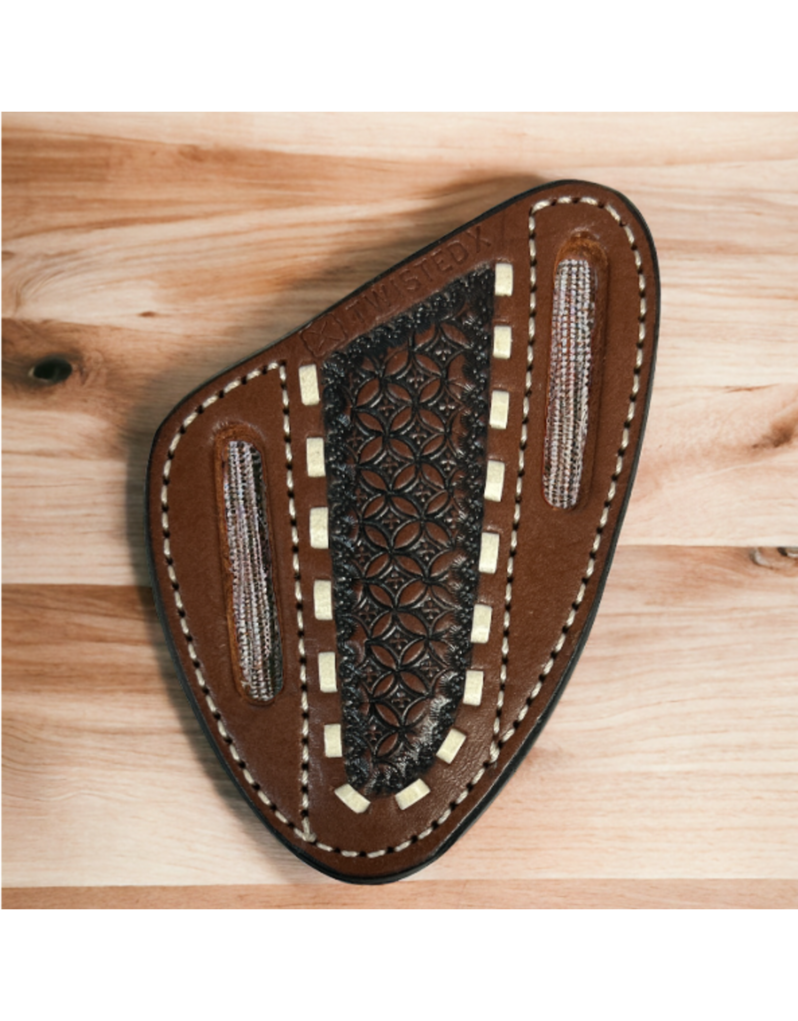 TWISTED X KNIFE SHEATH LEATHER TWISTED X CHESTNUT SNOWFLAKE RH 4"