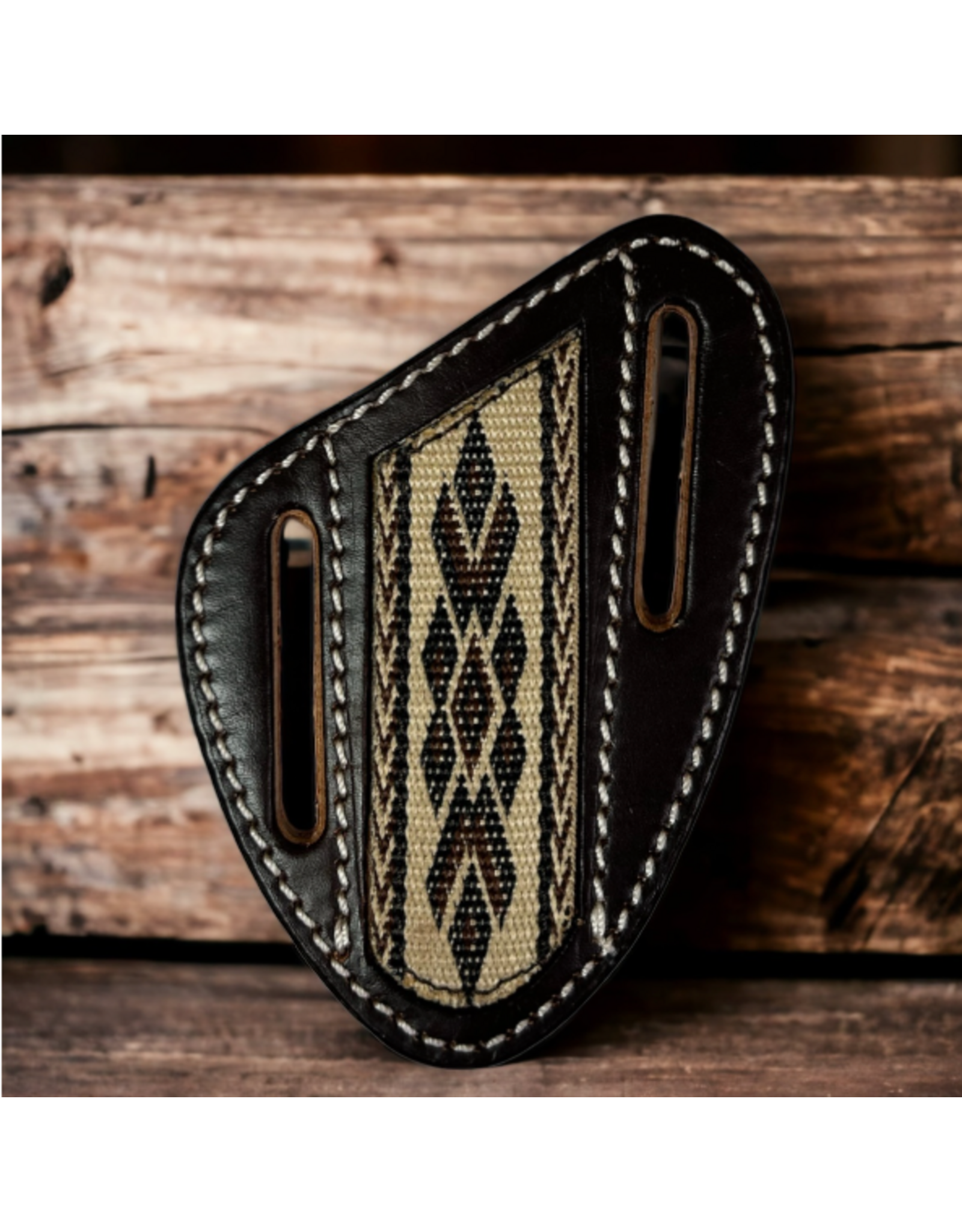 TWISTED X KNIFE SHEATH LEATHER DARK BROWN HITCH CLOTH CENTER