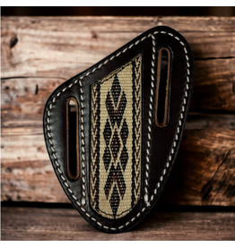 TWISTED X KNIFE SHEATH LEATHER DARK BROWN HITCH CLOTH CENTER