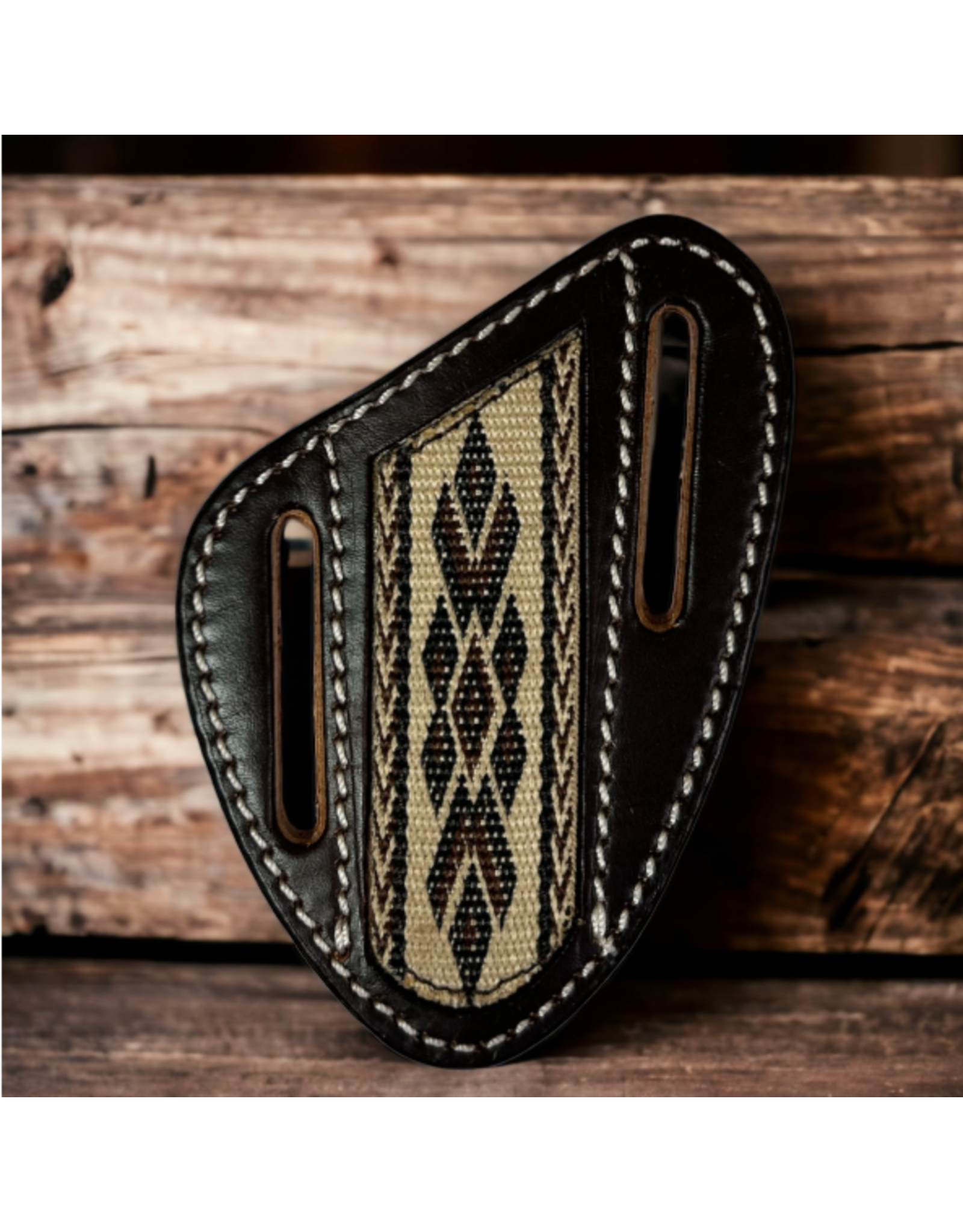 TWISTED X KNIFE SHEATH LEATHER DARK BROWN HITCH CLOTH CENTER