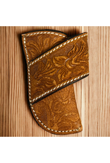 KNIFE SHEATH LEATHER ROUGH OUT FLORAL TOOLED