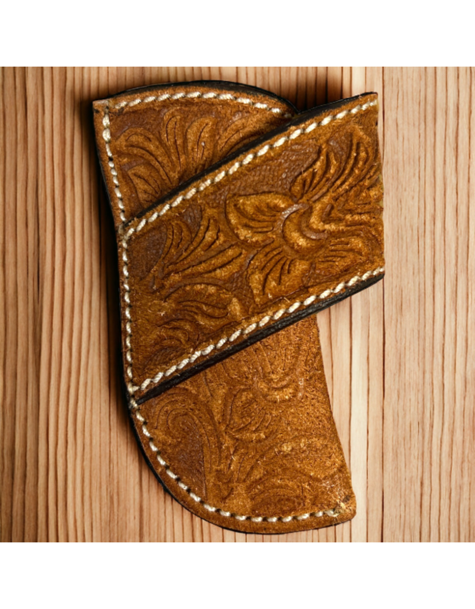 KNIFE SHEATH LEATHER ROUGH OUT FLORAL TOOLED