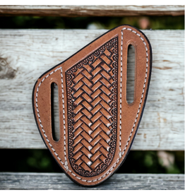 KNIFE SHEATH LEATHER BASKET WEAVE 4" SIDE