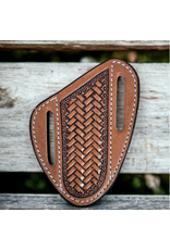 KNIFE SHEATH LEATHER BASKET WEAVE 4" SIDE