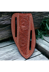 KNIFE SHEATH LEATHER FLORAL TOOLED 6"