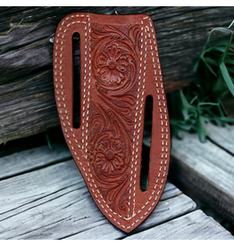 KNIFE SHEATH LEATHER FLORAL TOOLED 6"
