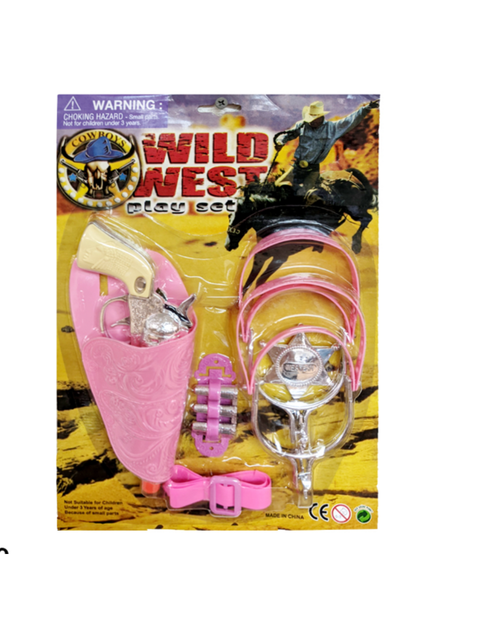 TOY GUN SET WITH SPURS  WILD WEST IN PINK