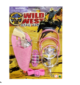 TOY GUN SET WITH SPURS  WILD WEST IN PINK