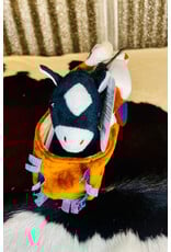 TOY BLACK PLUSH PONY IN BROWN/ DENIM CARRY PURSE