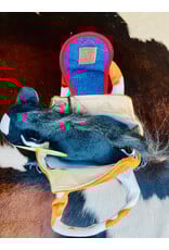 TOY BLACK PLUSH PONY IN BROWN/ DENIM CARRY PURSE