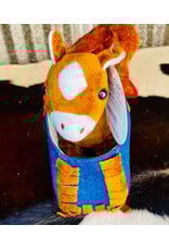 TOY BROWN PLUSH PONY IN DENIM/BROWN CARRY PURSE