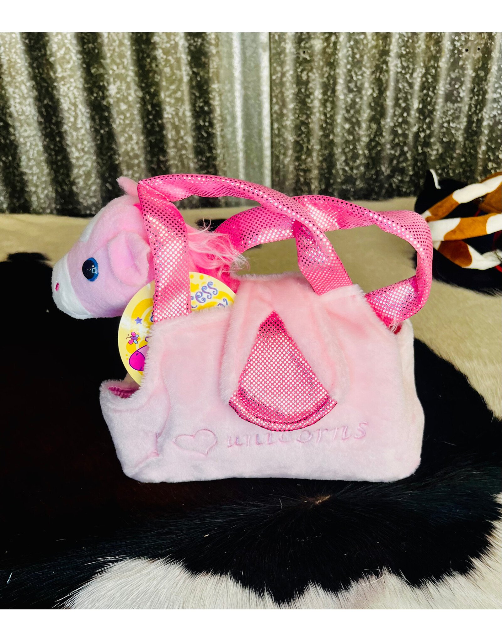 TOY PINK PLUSH PONY IN PINK CARRY PURSE