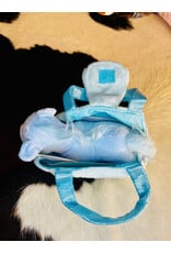 TOY BLUE PLUSH PONY IN BLUE CARRY PURSE