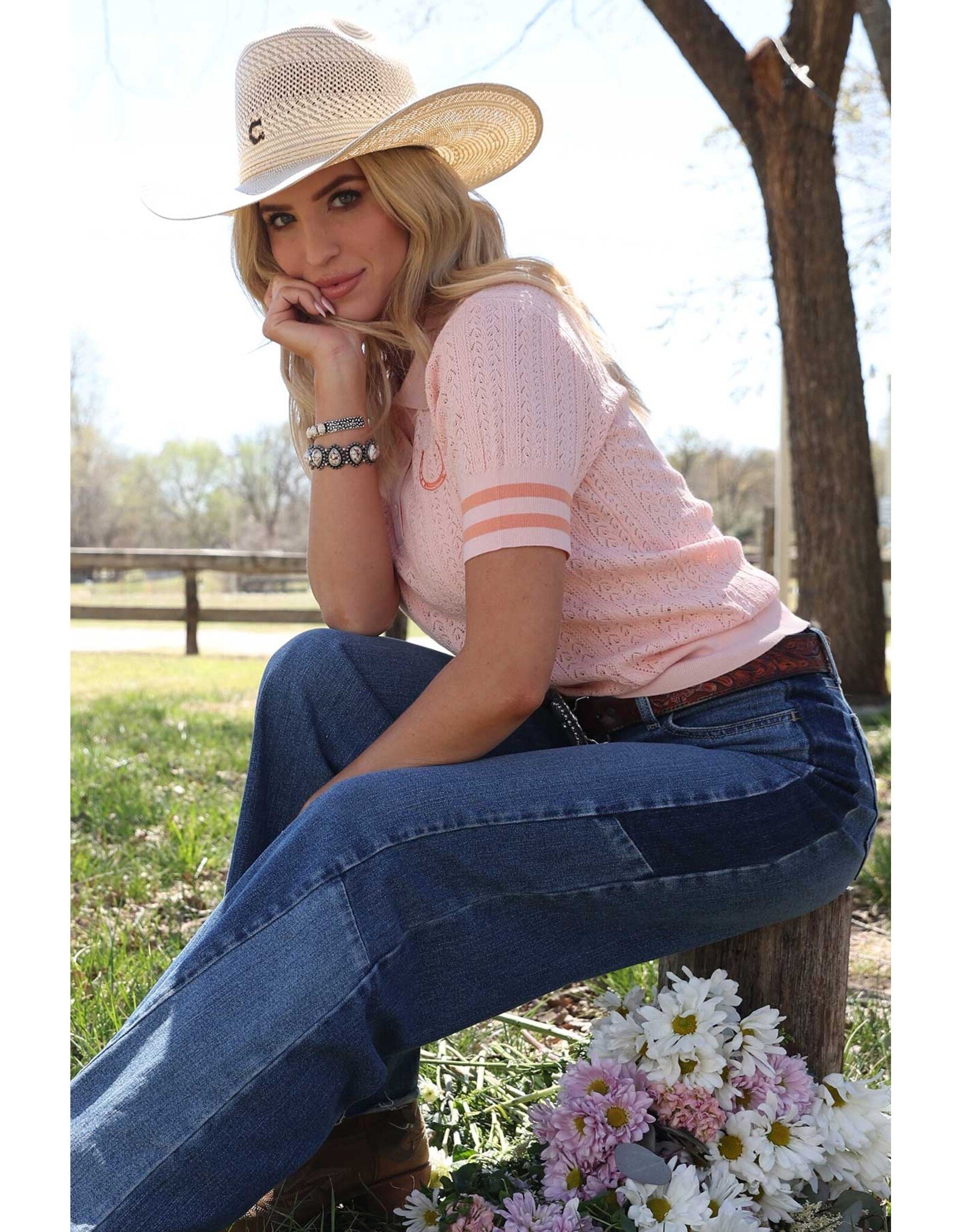 SHIRT WMS POLO KNIT PINK