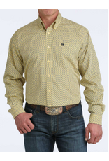 CINCH SHIRT MNS L/S BUTTON UP PRINT DIAMOND YELLOW