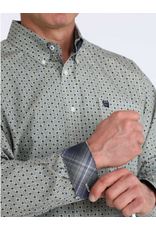 CINCH SHIRT MNS L/S BUTTON UP PRINT FLORAL CIRCLE YLW/BL