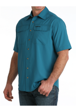 CINCH SHIRT MNS S/S BTTN UP ARENAFLEX SOLID TEAL