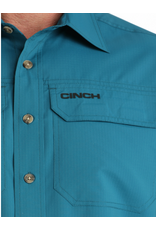 CINCH SHIRT MNS S/S BTTN UP ARENAFLEX SOLID TEAL
