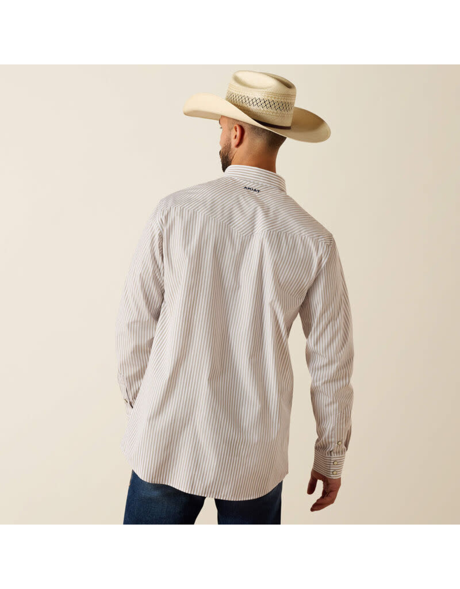 SHIRT MNS ARIAT PRO SERIES FITTED WHITE/TAN