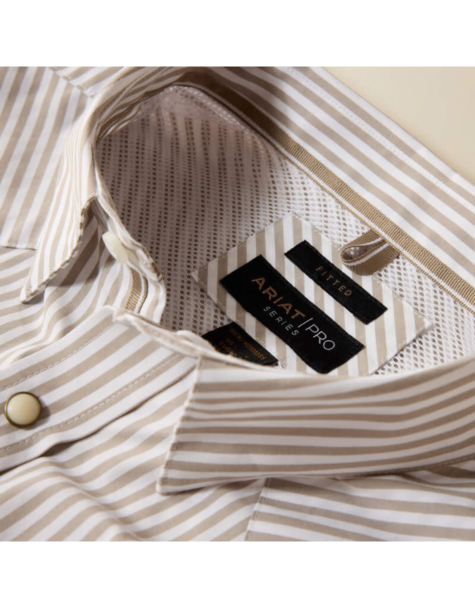 SHIRT MNS ARIAT PRO SERIES FITTED WHITE/TAN