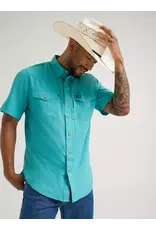 SHIRT MENS WRANGLER SS TEAL SNAP LATIGO BAY