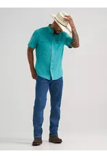 SHIRT MENS WRANGLER SS TEAL SNAP LATIGO BAY