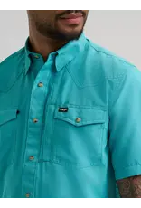SHIRT MENS WRANGLER SS TEAL SNAP LATIGO BAY