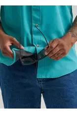 SHIRT MENS WRANGLER SS TEAL SNAP LATIGO BAY