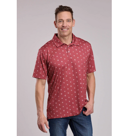 ROPER SHIRT MNS S/S ACTIVE COWBOY ICON PRINT RED