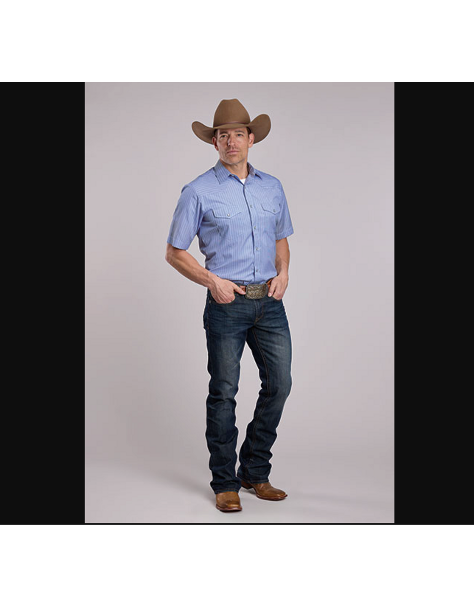 ROPER SHIRT MSN ROPER BLUE/WHITE STRIPE S/S
