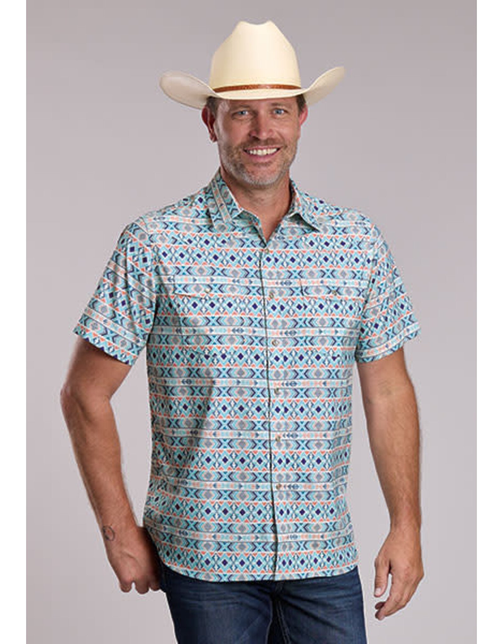 ROPER SHIRT MNS ROPER S/S HORIZONTAL AZTEC