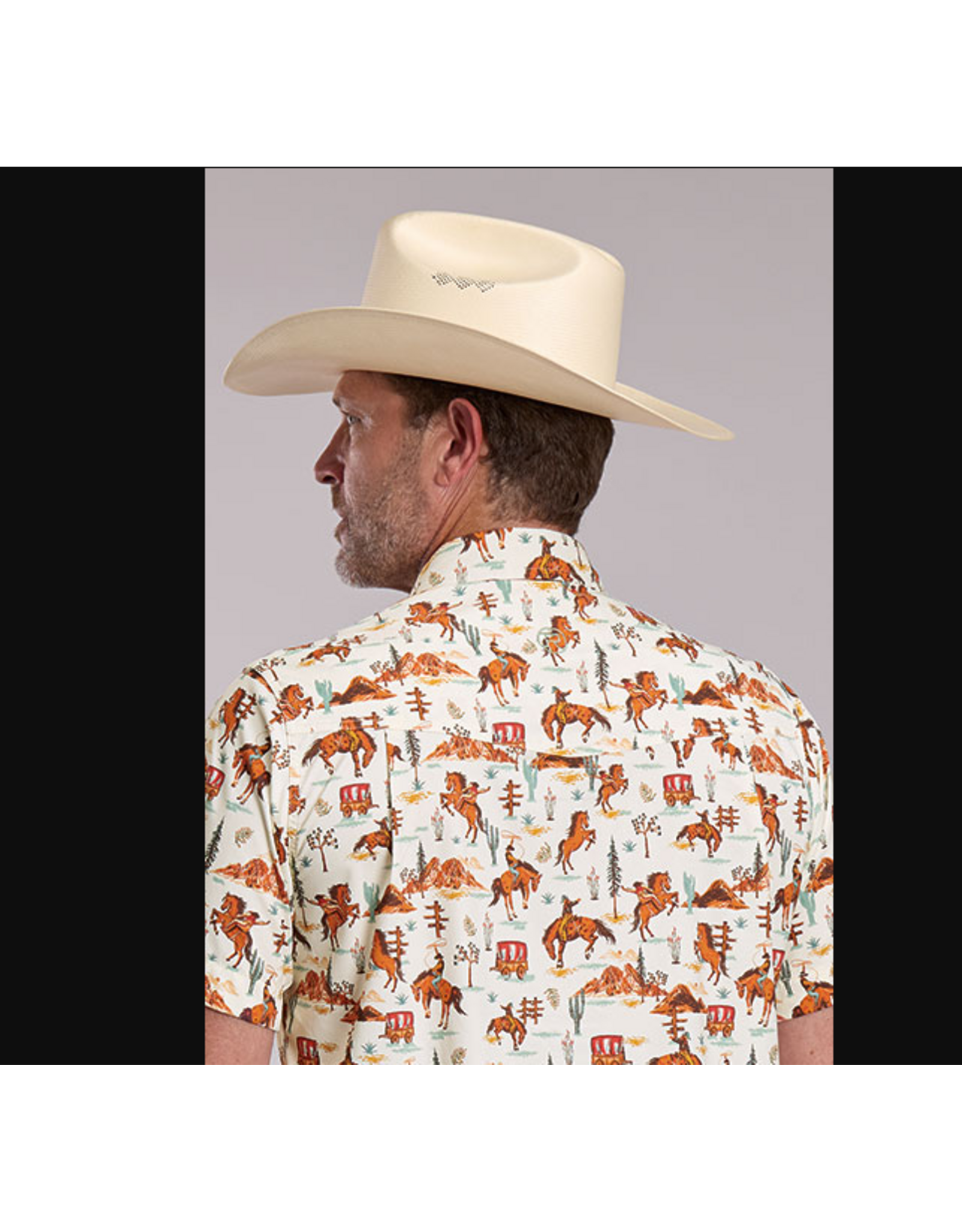 ROPER SHIRT MENS ROPER S/S VINTAGE COWBOY PRINT