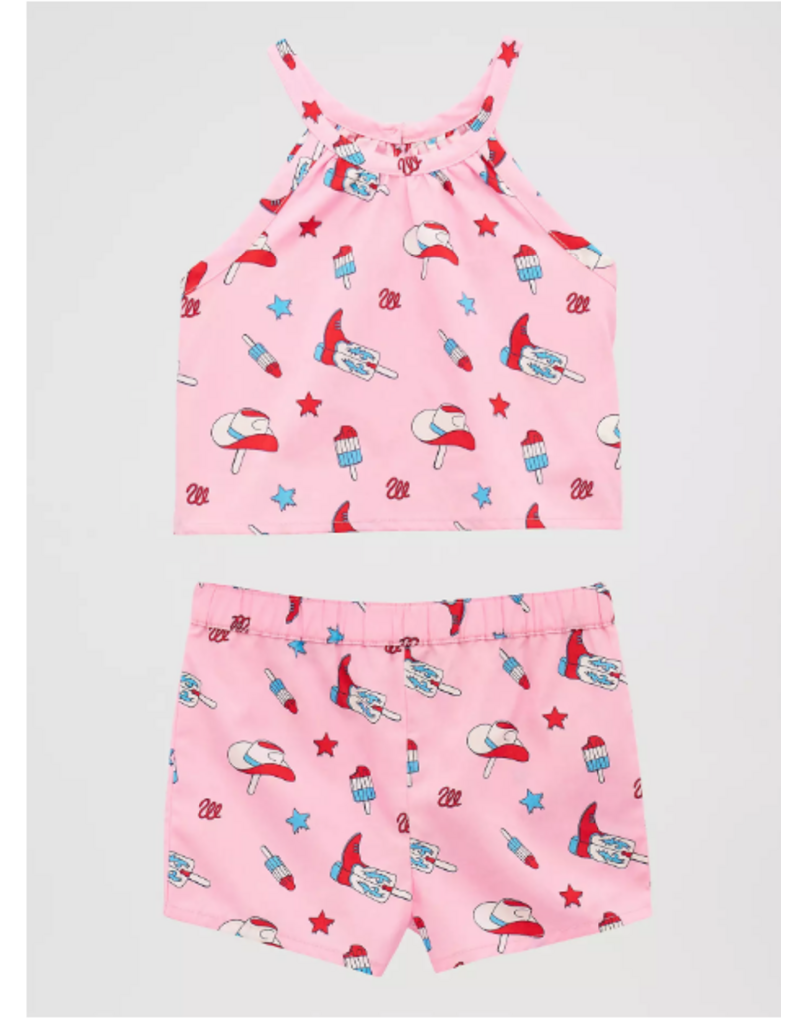 TANK TOP SHORT SET GIRLS PINK 4TH OF JULY