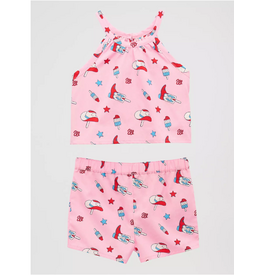 TANK TOP SHORT SET GIRLS PINK 4TH OF JULY