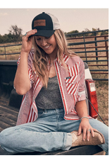 SHIRT WMS WRANGLER BUTTON RED/WHITE STRIPE