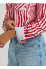 SHIRT WMS WRANGLER BUTTON RED/WHITE STRIPE